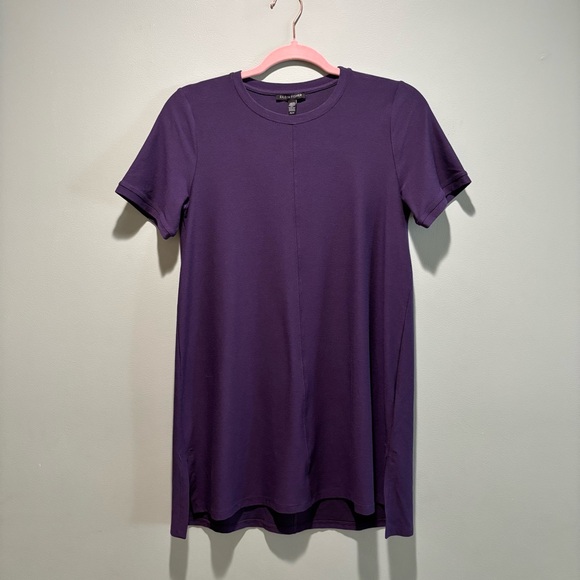 Eileen Fisher Tops - Eileen Fisher Rich Purple Short Sleeve Tunic Tee Size XS Made in USA Elevated